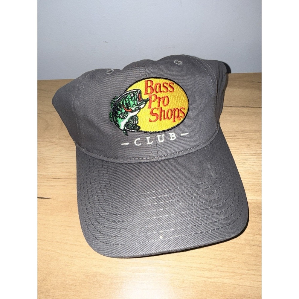 Bass Pro Shops Club Adjustable Strap back Hat Gray‎ READ